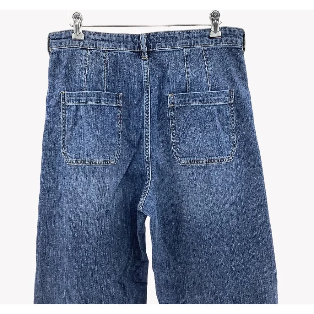 Pilcro Mid-Rise Blue Denim Wide-Leg Womens Jeans Size 31 - Picture 3 of 7